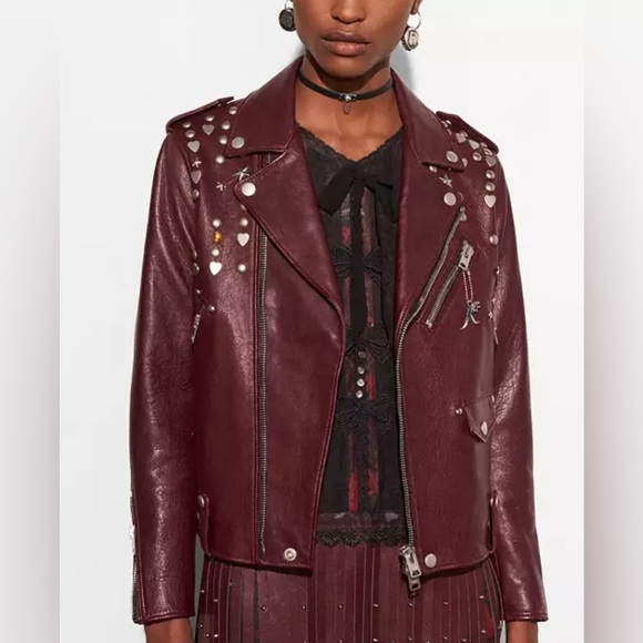 Coach Leather Moto Jacket with Beatnik Rivets - Picture 1 of 13